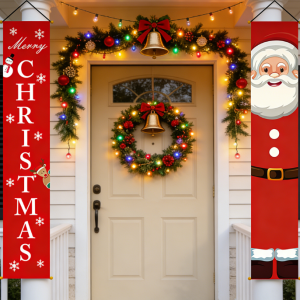 Christmas Party Decoration Background Banner Merry Christmas Porch Couplet Hanging Flag