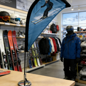 Double Sided Polyester Telescopic Iron Flagpole Landing Table Conference Office Flag