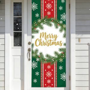 Merry Christmas Background Banner Xmas Fabric Door Banner Photography Hanging Cover Christmas Door Cover
