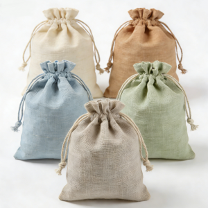 Wholesaler Custom Logo Printed Eco-friendly Small Linen Pouch Sugar Twill Jute Burlap Shopping Drawstring Gift Jute Bag